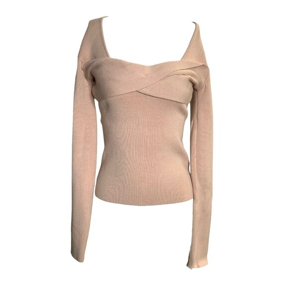 Revolve Le SuperbeTwisted Sister Womens Ribbed Knit Long-Sleeve Top Blush Pink M - Picture 6 of 7
